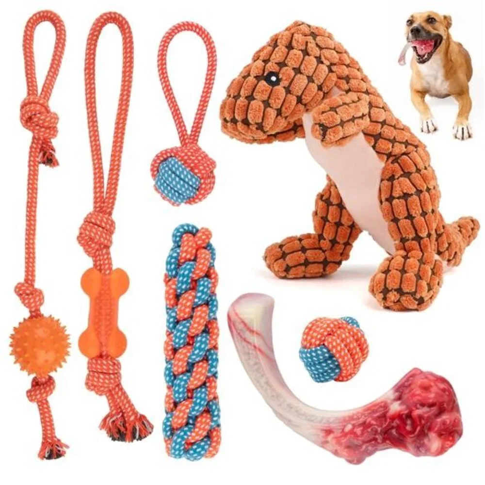 7 Pack Dog Toys for Aggressive Chewers, Tough Indestructible Dog Chew Bone,